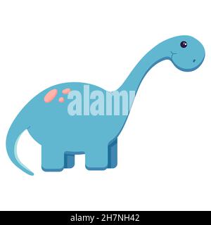 Carino dinosauro per decorare il vivaio, Mesozoic era adesivi per i bambini, illustrazione in uno stile piatto isolato su un bianco. Illustrazione Vettoriale