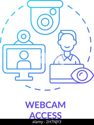 Icona del concetto di gradiente blu per l'accesso alla webcam Illustrazione Vettoriale