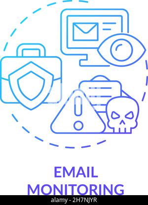 Icona del concetto di gradiente blu per il monitoraggio della posta elettronica Illustrazione Vettoriale