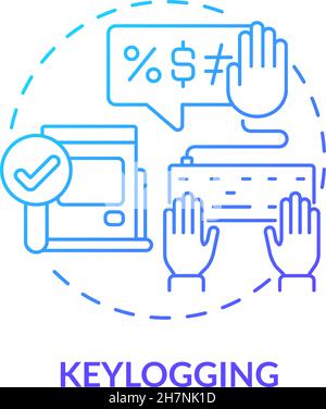 Keylogging blu sfumatura concetto icona Illustrazione Vettoriale