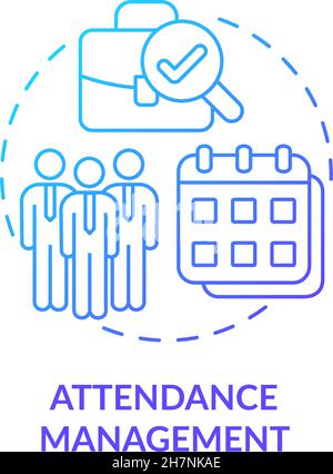 Icona di concetto gradiente blu gestione presenze Illustrazione Vettoriale
