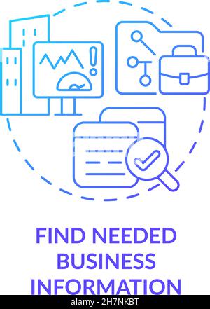Trova le informazioni aziendali necessarie icona del concetto di gradiente blu Illustrazione Vettoriale