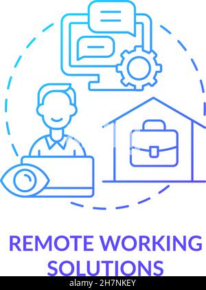 Icona del concetto di gradiente blu delle soluzioni di lavoro a distanza Illustrazione Vettoriale