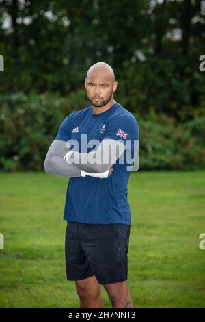 02/10/20, Inghilterra. Frazer Clarke, medaglia olimpica di bronzo super pesante a Burton su Trent nel Regno Unito. Foto di Sam Mellish. Foto Stock