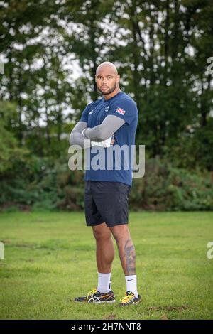 02/10/20, Inghilterra. Frazer Clarke, medaglia olimpica di bronzo super pesante a Burton su Trent nel Regno Unito. Foto di Sam Mellish. Foto Stock