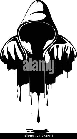 Uomo in felpa con cappuccio. Uomo con cappuccio. Design del logo. Urbano. Strada art. Vector Ilustration. T-shirt urban. Illustrazione Vettoriale