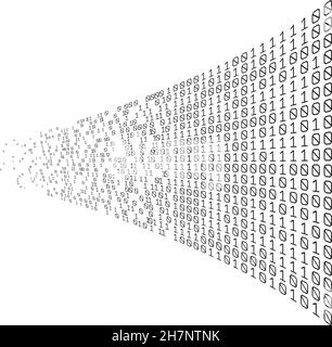 Tecnologia digitale a codice binario. Ordinamento dei dati. Dal caos al sistema. Intelligenza artificiale.Big data.sistema intelligente. Illustrazione Vettoriale