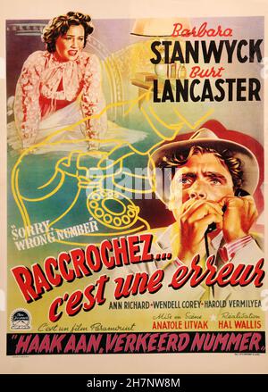 Siamo spiacenti, numero sbagliato Anno: 1948 - USA Direttore: Anatole Litvak poster (Bel) Foto Stock