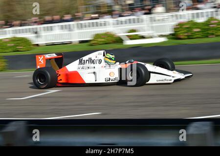 Bruno Senna, prende in pista lo zio Ayrton Senna della McLaren-Honda MP4/6, Ayrton in F1, Una manifestazione speciale che celebra i 30 anni si Foto Stock