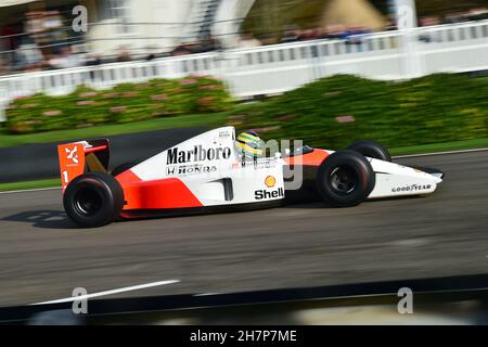 Bruno Senna, prende in pista lo zio Ayrton Senna della McLaren-Honda MP4/6, Ayrton in F1, Una manifestazione speciale che celebra i 30 anni si Foto Stock