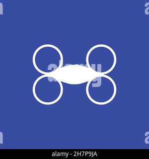 Icona della linea del drone. Semplice stile drone consegna carico poster simbolo di sfondo. Cornice di testo drone. Elemento di design con logo drone. Stampa T-shirt. Vettore per Illustrazione Vettoriale