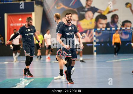 Nedim Remili del PSG festeggia durante la EHF Champions League, partita di Handball in fase di gruppo tra Parigi Saint-Germain e il FC Porto il 18 novembre 20 Foto Stock