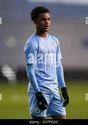 Oscar Bobb di Manchester City durante la UEFA Youth League, il gruppo A si trova al Manchester City Academy Stadium di Manchester. Data foto: Mercoledì 24 novembre 2021. Foto Stock