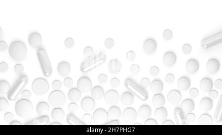 Pillole isolate su sfondo bianco. illustrazione 3d. Foto Stock