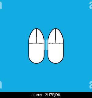Pantofole da spiaggia icona piatta. Villaggio di vacanza simbolo. Cartello dell'hotel. Elemento di design del logo. Illustrazione Vettoriale