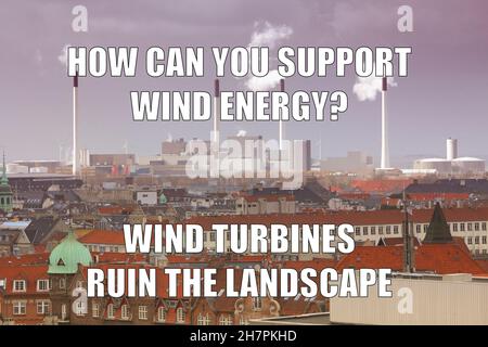 Energie rinnovabili divertente meme per la condivisione dei social media. Energia rinnovabile opposti scherzo. Foto Stock