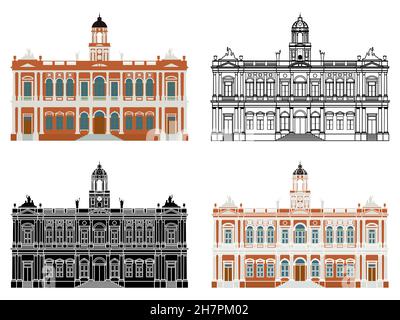 Edificio storico a Porto Alegre, Brasile Illustrazione Vettoriale