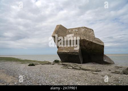 Vecchio bunker tedesco a le Hourdel in Francia Foto Stock