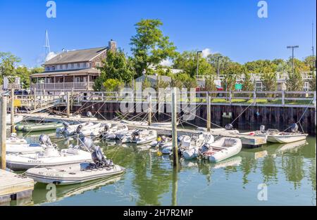 Breakwater Yacht Club e porto turistico, Sag Harbor, NY Foto Stock