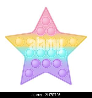 Popit figura star come un giocattolo in silicone alla moda per i fedgets. Giocattolo antistress addictive in colori pastello arcobaleno. Ansia bolla che sviluppa i giocattoli di schiocco esso Illustrazione Vettoriale