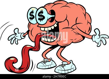 il commercio ama il carattere umano del cervello dei soldi, intelligente saggio Illustrazione Vettoriale