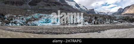 Ghiacciaio di Pasterze al Monte Grossglockner, la montagna più alta dell'Austria Foto Stock