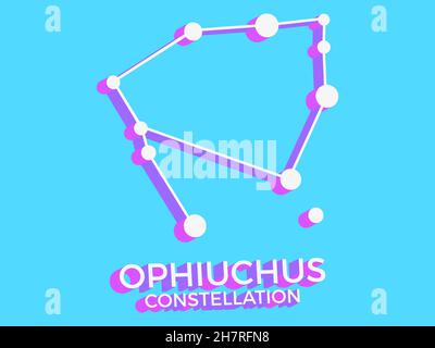 Costellazione di Ofiuchi simbolo 3d. Icona della costellazione in stile isometrico su sfondo blu. Gruppo di stelle e galassie. Illustrazione vettoriale Illustrazione Vettoriale