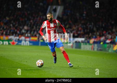 Madrid, Spagna. 24 novembre 2021. Yannick Carrasco durante la fase di gruppo UEFA Champions League contro AC Milan allo stadio Wanda Metropolitano. (Foto di: Ivan Abanades Medina Credit: CORDON PRESS/Alamy Live News Foto Stock