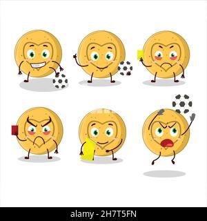 Dalgona Candy amore personaggio cartoon che lavora come arbitro di calcio. Illustrazione vettoriale Illustrazione Vettoriale