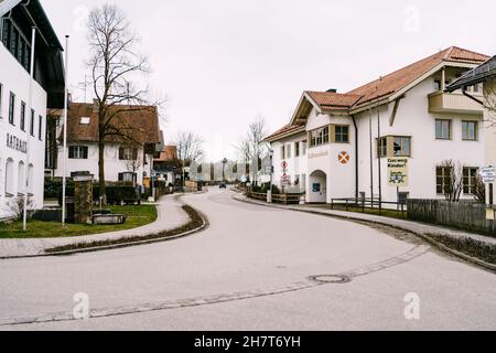 Villaggio Oberammergau nelle vicinanze del Castello di Neuschwanstein Foto Stock