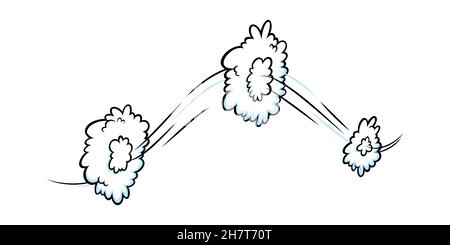 Effetto fumetto velocità con nuvole. Fumetti con linee di traccia del movimento. Illustrazione vettoriale isolata su sfondo bianco Illustrazione Vettoriale