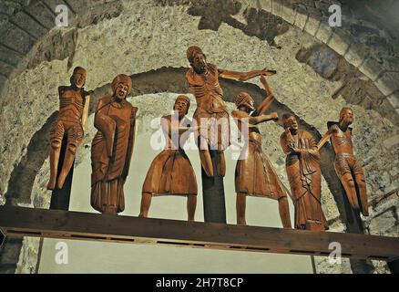 Chiesa di Santa Eulalia de Erill la Vall regione alta Ribagorza in provincia di Lèrida, Catalogna, Spagna Foto Stock