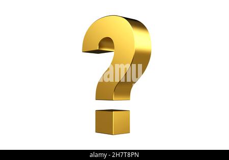 Rendering 3d del punto interrogativo dorato Foto Stock