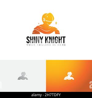 Logo Mascot Warrior Armor Soldier di Spartan, Cavaliere d'Oro lucido Illustrazione Vettoriale