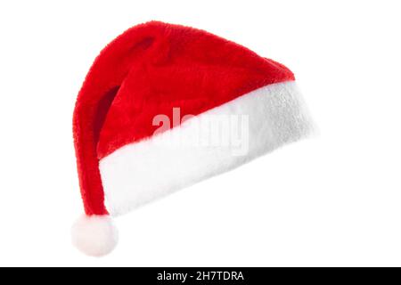 Cappello rosso di Natale isolato su sfondo bianco Foto Stock