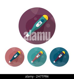 Termometro a icone vettoriali, design piatto, ombra lunga, eps10 Illustrazione Vettoriale