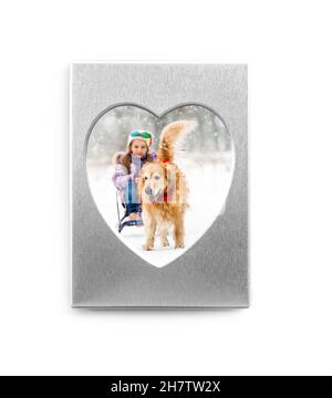 Telaio a forma di cuore in argento Foto Stock