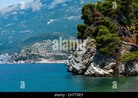 Vista su Budva in Montenegro Foto Stock