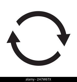 Frecce circolari come simbolo degli aggiornamenti software. Icona semplice isolata su sfondo bianco Illustrazione Vettoriale