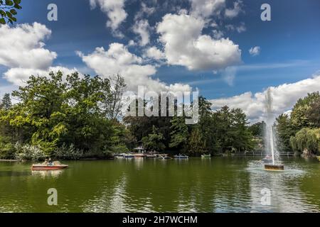 Francoforte - meno, Germania - 13 settembre 2021: Fotografo tedesco che visita il cosiddetto Palmengarten, un giardino botanico, in una giornata di sole. Foto Stock