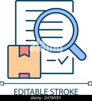 Controllo della spedizione controllo del trasporto merci icona colore RGB Illustrazione Vettoriale