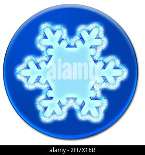 Illustrazione del fiocco di neve congelato isolato su sfondo bianco Foto Stock