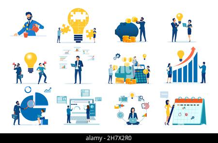 Vettore impostato sul tema dei concetti aziendali Illustrazione Vettoriale