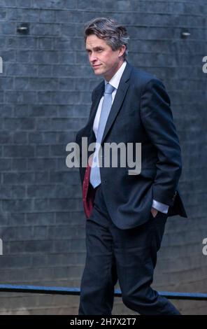 Londra, Regno Unito. 25 Nov 2021. L'ex Segretario di Stato per l'istruzione e membro del Parlamento per il South Staffordshire GAVIN WILLIAMSON è visto arrivare al 10 Downing Street. (Credit Image: © Tayfun Salci/ZUMA Press Wire) Credit: ZUMA Press, Inc./Alamy Live News Foto Stock