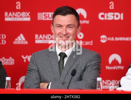 Sheffield, Regno Unito, 25 novembre 2021. Paul Heckingbottom ha presentato come nuovo manager di Sheffield United a Bramall Lane, Sheffield. Data foto: 25 novembre 2021. Il credito d'immagine dovrebbe leggere: Simon Bellis/Sportimage Credit: Sportimage/Alamy Live News Foto Stock