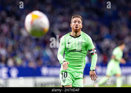 BARCELLONA - Oct 26: Iker Muniain in azione durante la partita la Liga tra RCD Espanyol e Athletic Club de Bilbao allo stadio RCDE il 26 ottobre Foto Stock