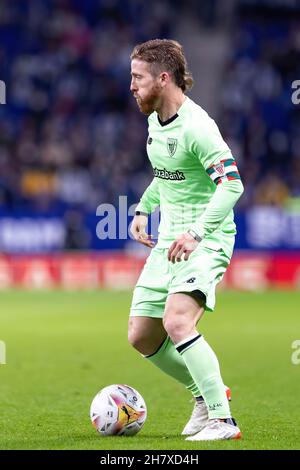 BARCELLONA - Oct 26: Iker Muniain in azione durante la partita la Liga tra RCD Espanyol e Athletic Club de Bilbao allo stadio RCDE il 26 ottobre Foto Stock