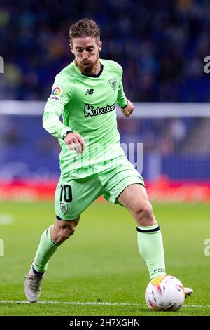 BARCELLONA - Oct 26: Iker Muniain in azione durante la partita la Liga tra RCD Espanyol e Athletic Club de Bilbao allo stadio RCDE il 26 ottobre Foto Stock