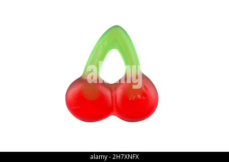 Gummy Cherries isolato su bianco - immagine Foto Stock