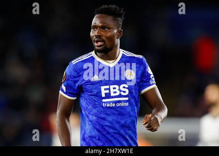 Leicester, Regno Unito. 25 Nov 2021. 25 novembre 2021; King Power Stadium, Leicester, Leicestershire, Inghilterra; Europa League Football Leicester City Versus Legia Warsaw; Daniel Amartey of Leicester City Credit: Action Plus Sports Images/Alamy Live News Foto Stock